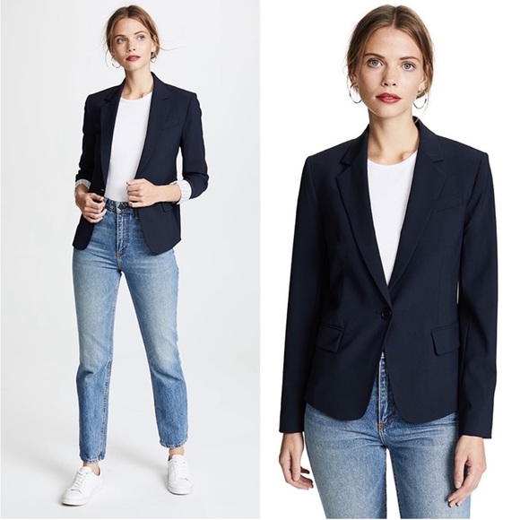 • Theory • Women’s Gabe N Edition Blazer One Button Wool Navy Blue 0 - Picture 1 of 5